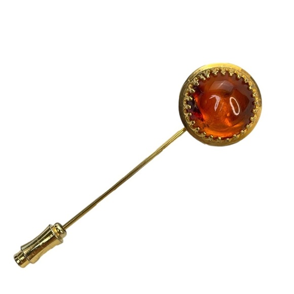 Vintage Amber Gold Filled Stick Pin - Picture 11 of 11